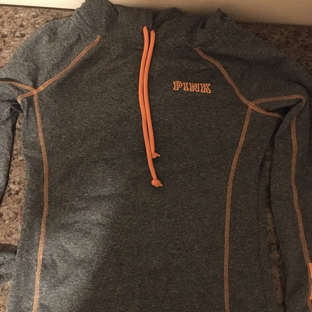 Vs pink grey sweater with neon orange detailing